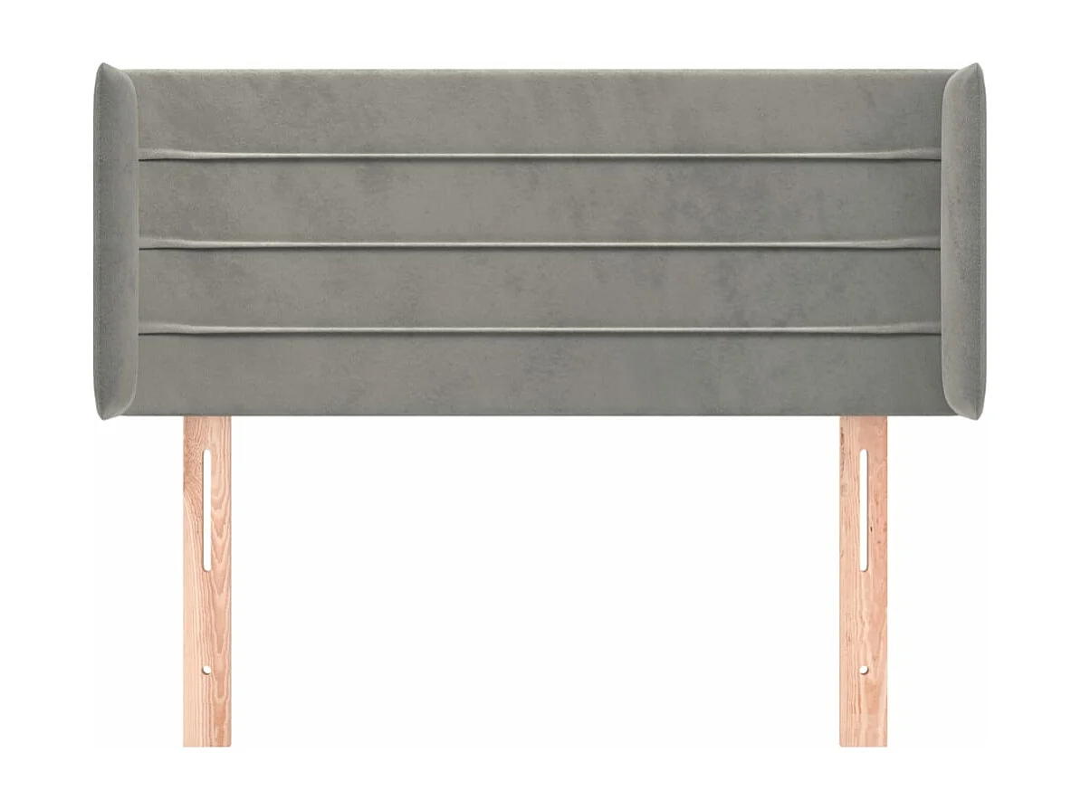 Hoofdbord met randen 93x16x78/88 cm fluweel lichtgrijs