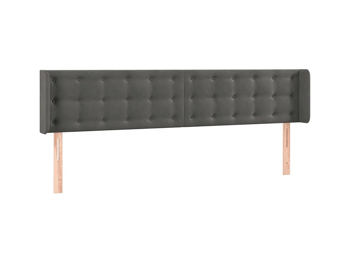Tête de lit avec oreilles Gris foncé 183x16x78/88 cm Velours