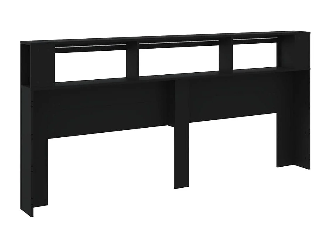 Tête de lit à LED noir 220x18,5x103,5 cm bois d'ingénierie