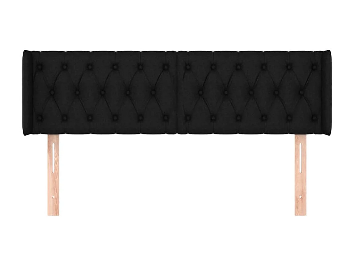 Tête de lit avec oreilles Noir 163x16x78/88 cm Tissu