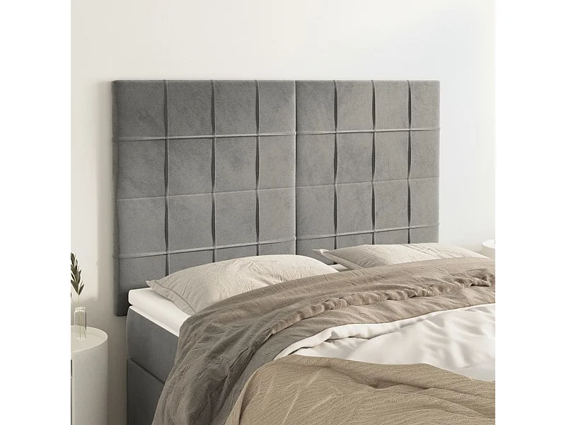 Tête de lit 4 pièces Gris clair 72x5x78/88 cm Velours