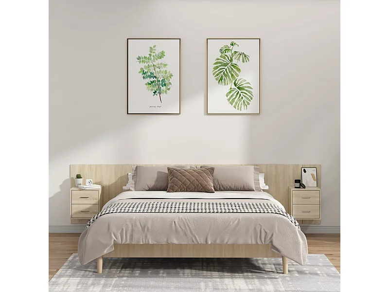 Tête de lit avec armoires Chêne sonoma Bois d'ingénierie