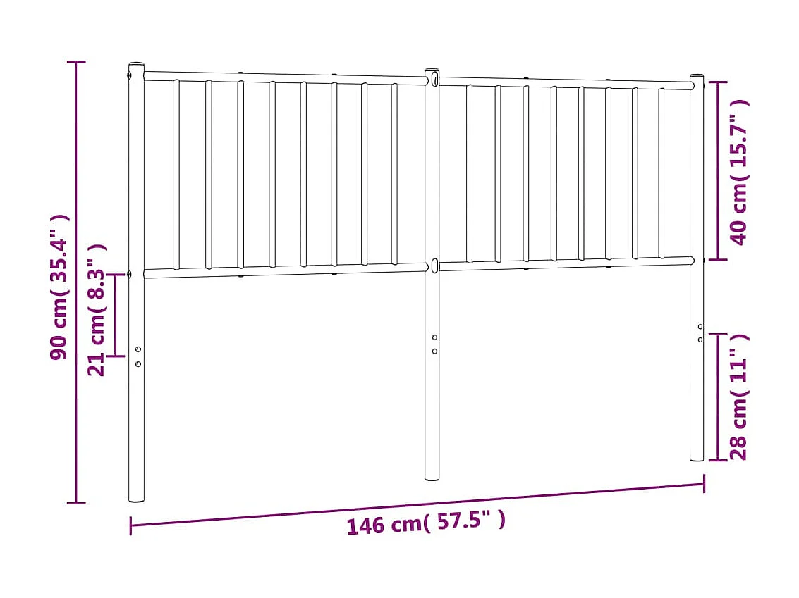Cabeceira de cama 140 cm metal branco
