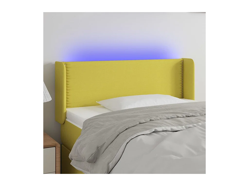 Tête de lit à LED Vert 103x16x78/88 cm Tissu