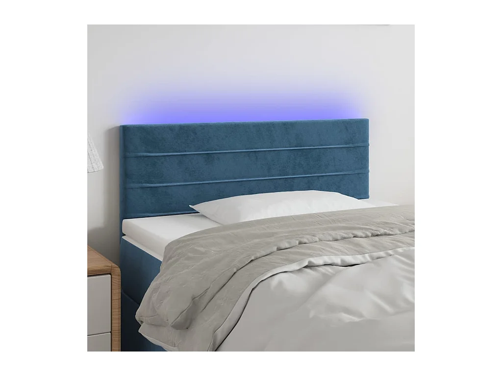 Tête de lit à LED Bleu foncé 90x5x78/88 cm Velours