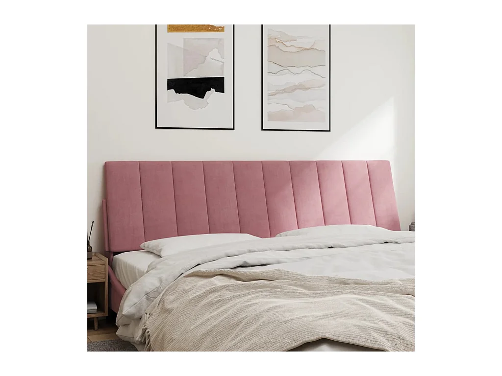 Tête de lit coussin rose 180 cm velours