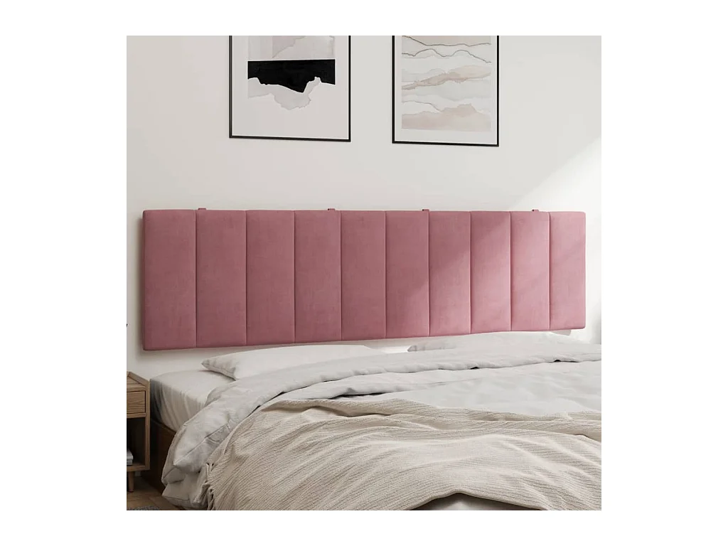 Tête de lit coussin rose 180 cm velours