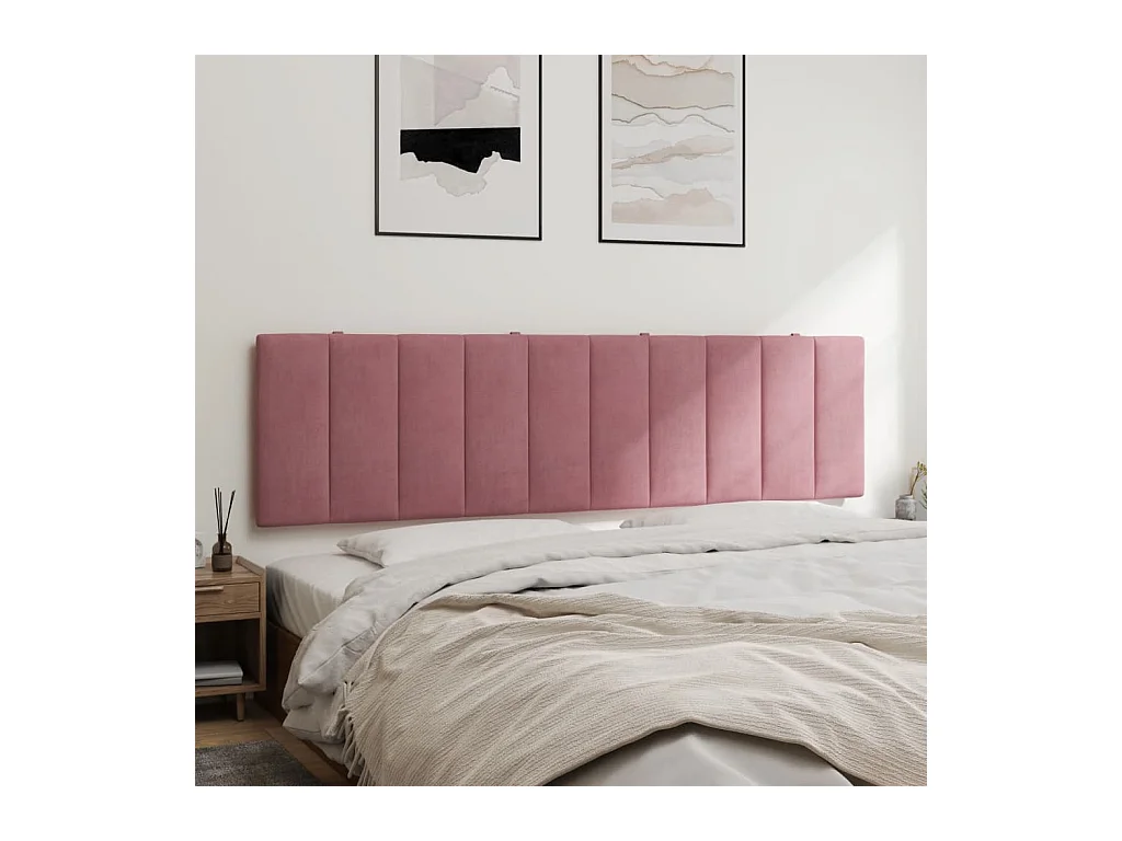 Tête de lit coussin rose 180 cm velours