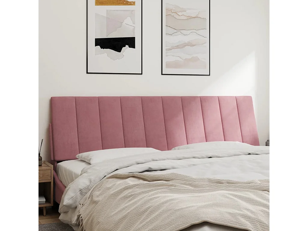 Tête de lit coussin rose 180 cm velours
