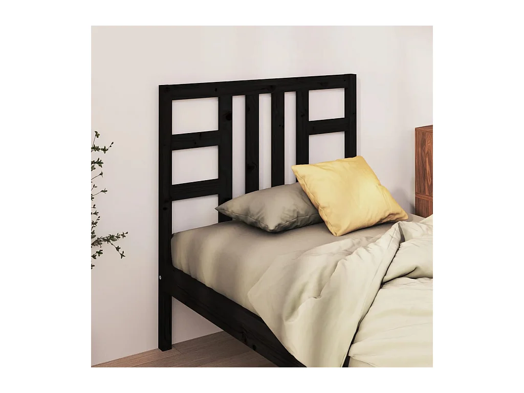 Tête de lit Noir 106x4x100 cm Bois massif de pin