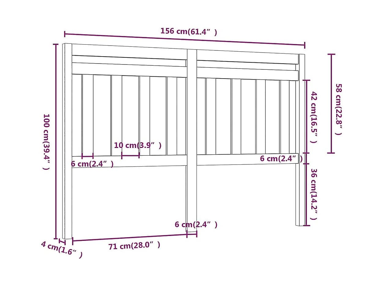Cabeceira de cama 156x4x100 cm pinho maciço castanho mel