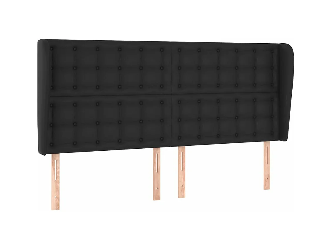 Tête de lit avec oreilles Noir 163x23x118/128 cm Similicuir