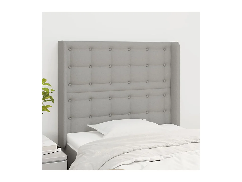Tête de lit avec oreilles Gris clair 103x16x118/128 cm Tissu