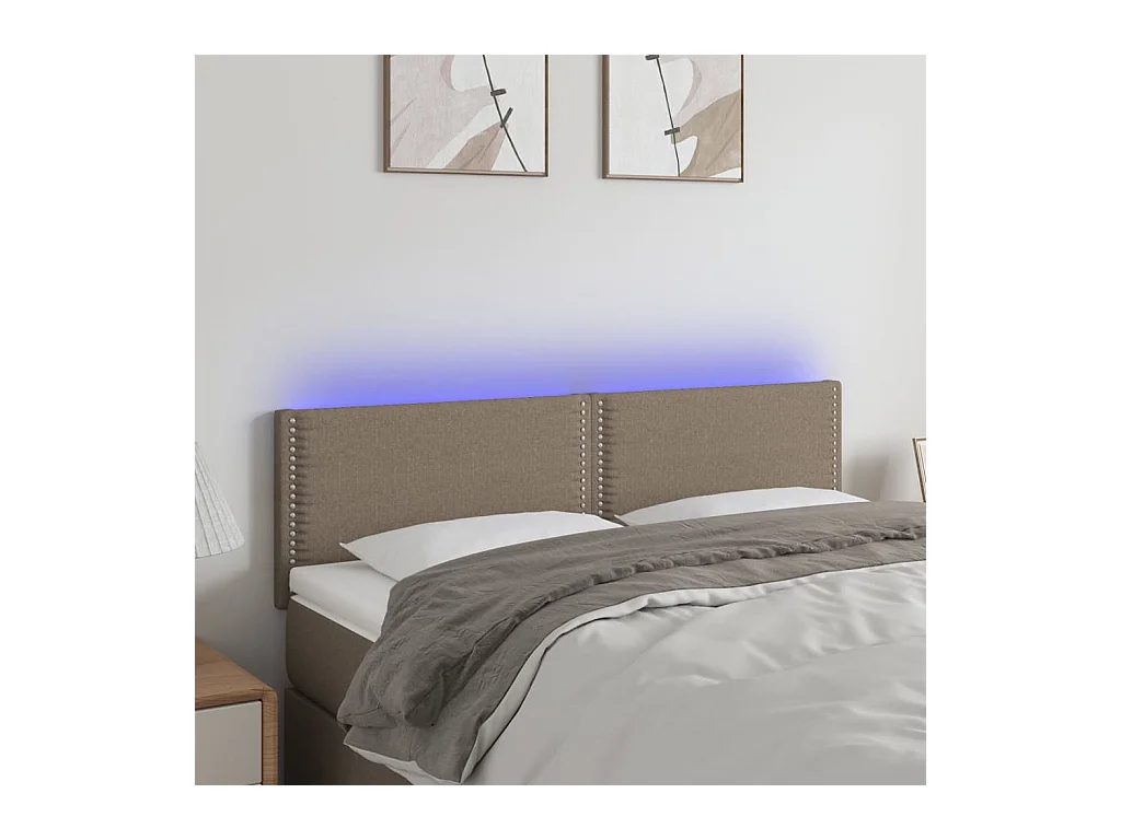 Tête de lit à LED Taupe 144x5x78/88 cm Tissu