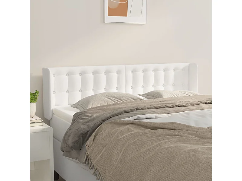 Cabeceira cama c/ abas couro artificial 147x16x78/88 cm branco