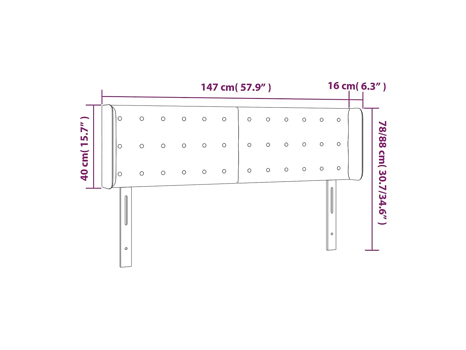 Tête de lit avec oreilles Blanc 147x16x78/88 cm Similicuir