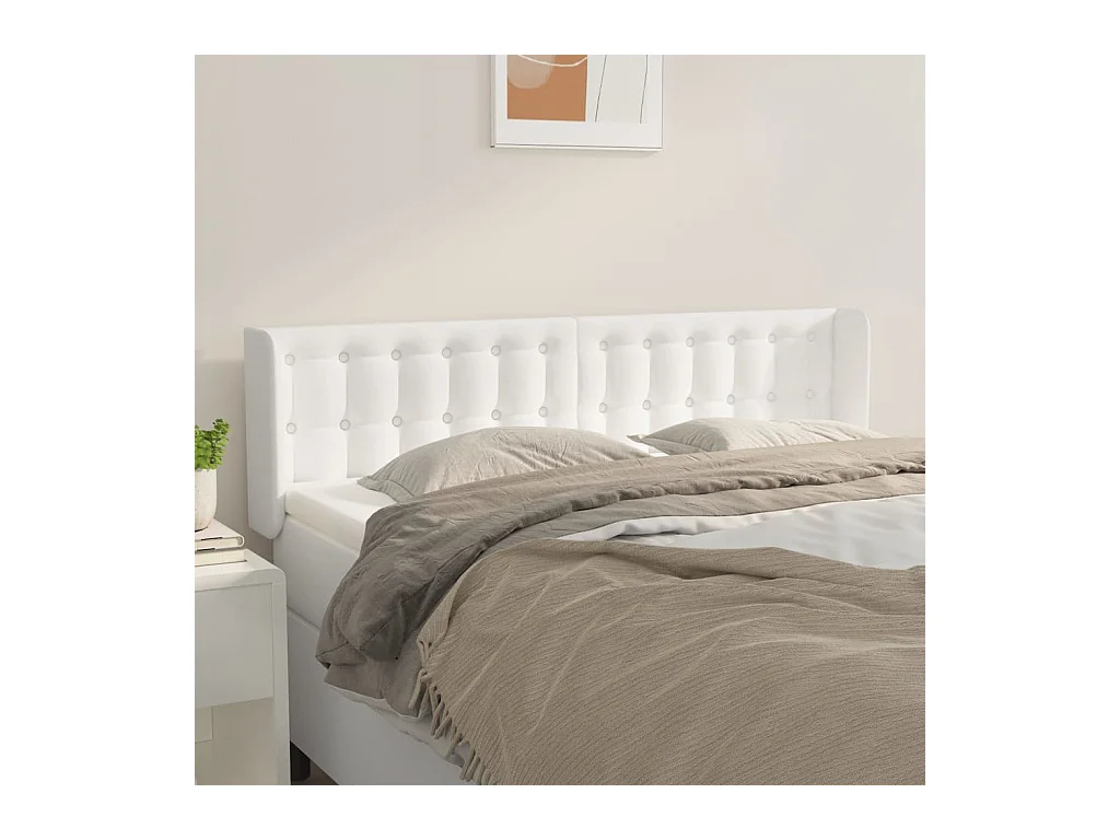 Tête de lit avec oreilles Blanc 147x16x78/88 cm Similicuir