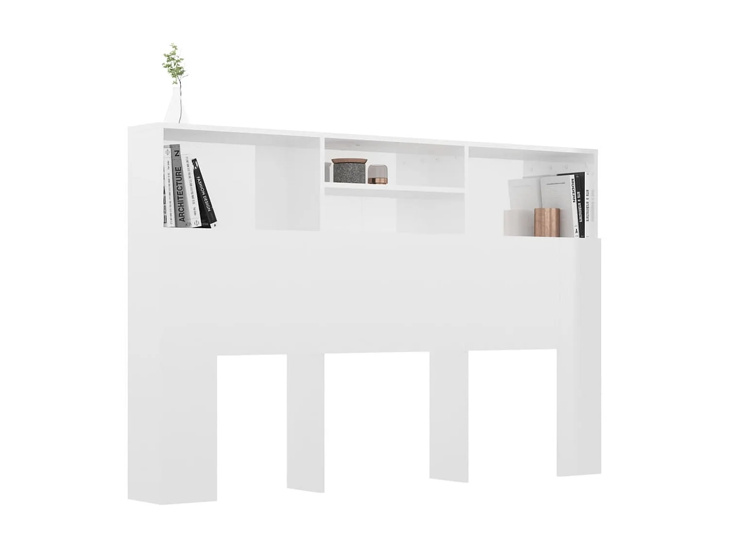 Armoire de tête de lit Blanc brillant 160x19x103,5 cm