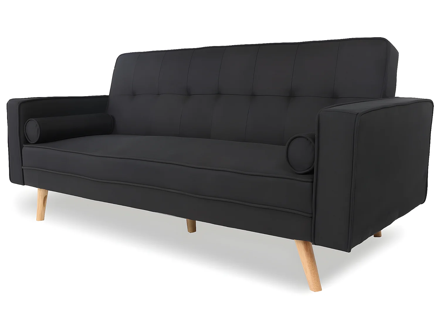 Canapé convertible clic-clac 3 places en tissu noir TAO