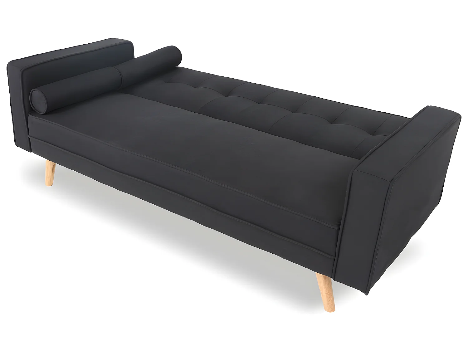Canapé convertible clic-clac 3 places en tissu noir TAO