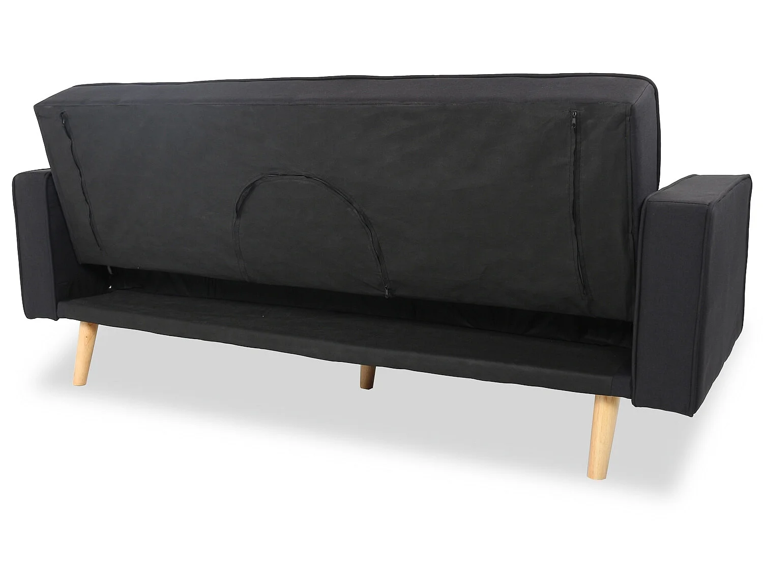 Canapé convertible clic-clac 3 places en tissu noir TAO