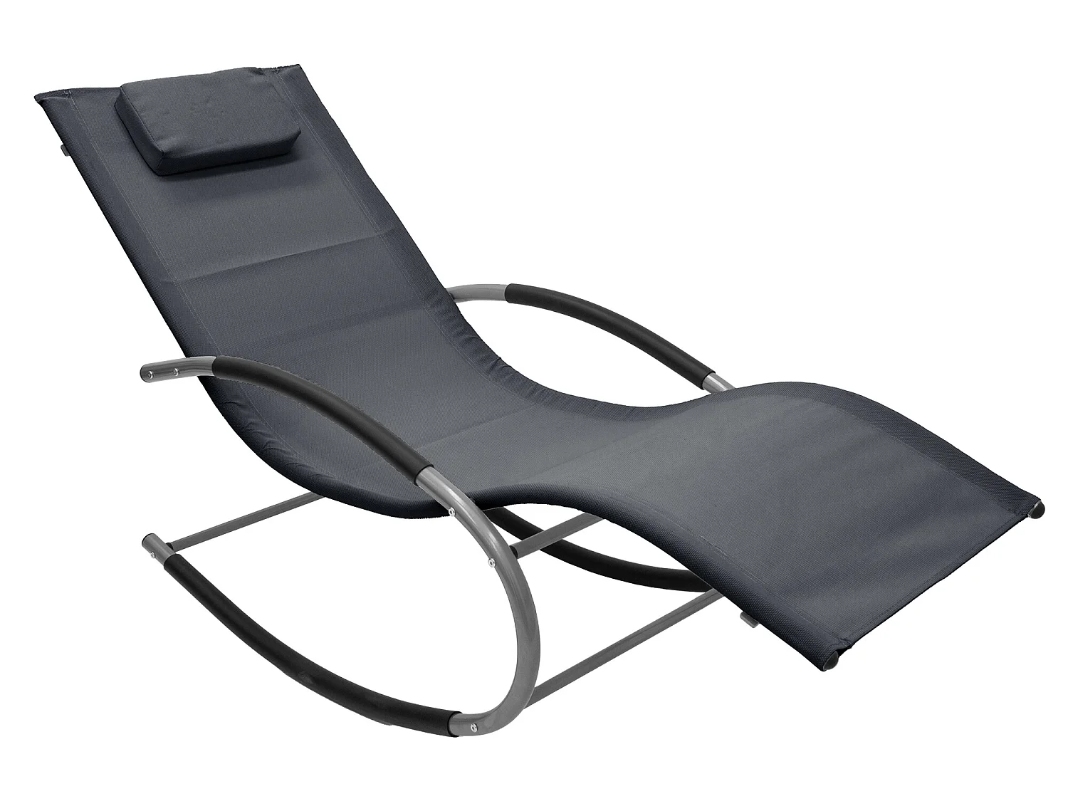Tumbona basculante antracita con reposacabezas de acero/poliéster ML-DESIGN