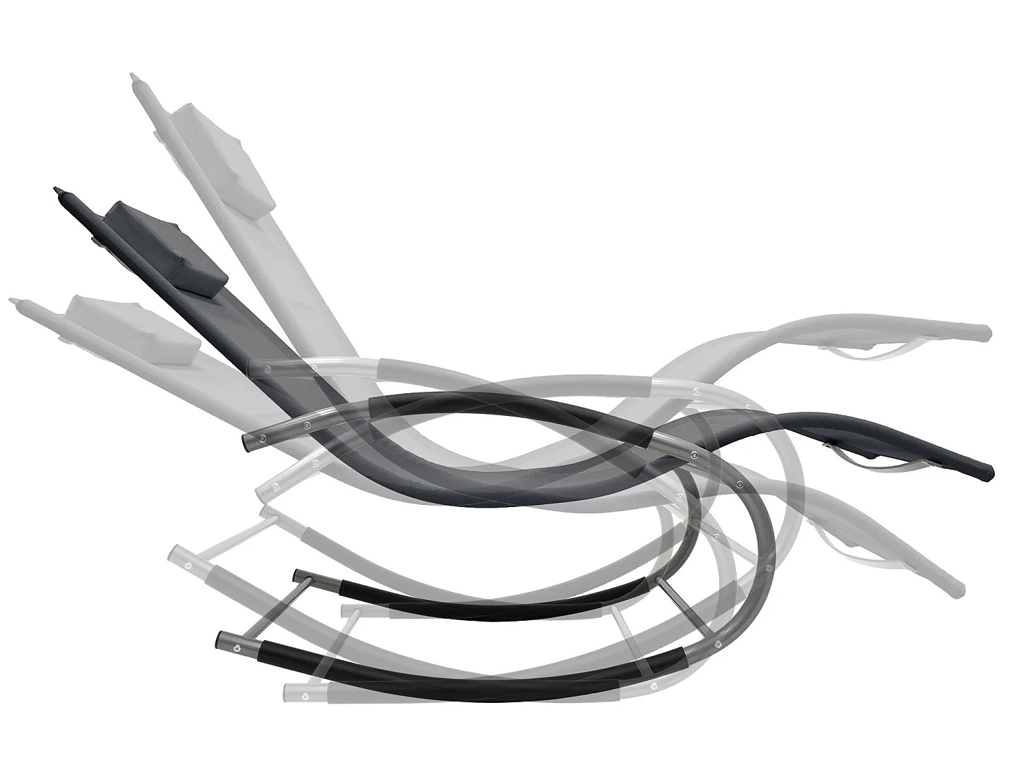 Tumbona basculante antracita con reposacabezas de acero/poliéster ML-DESIGN