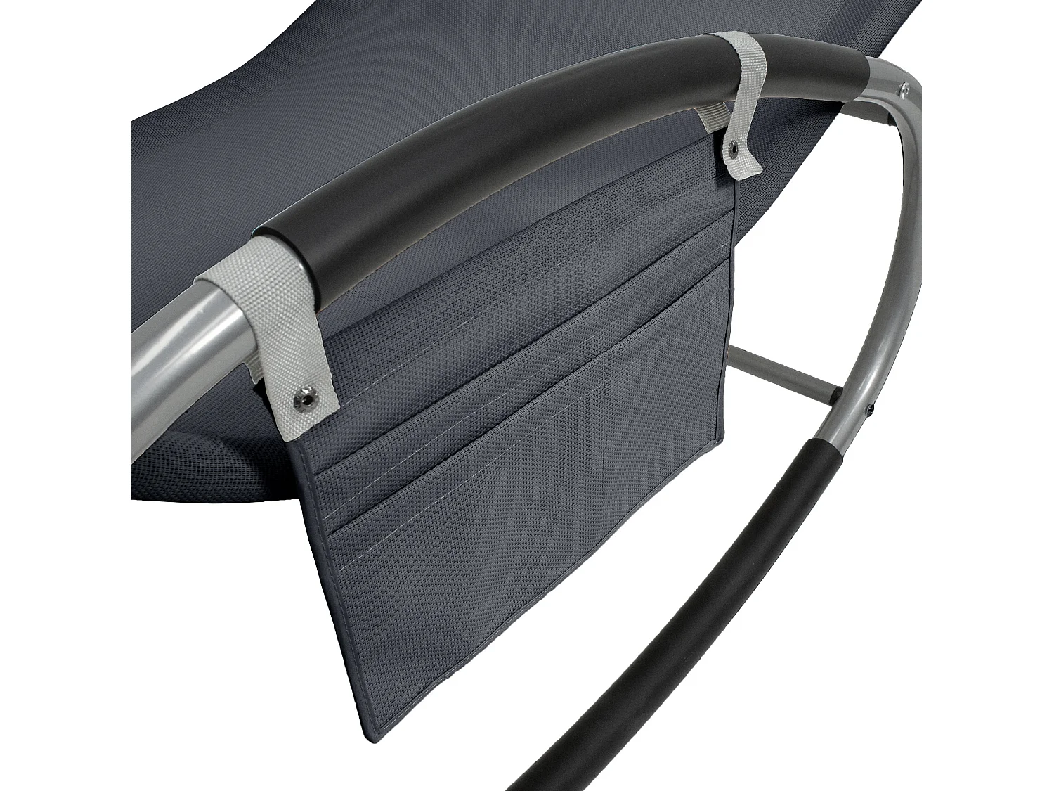 Tumbona basculante antracita con reposacabezas de acero/poliéster ML-DESIGN