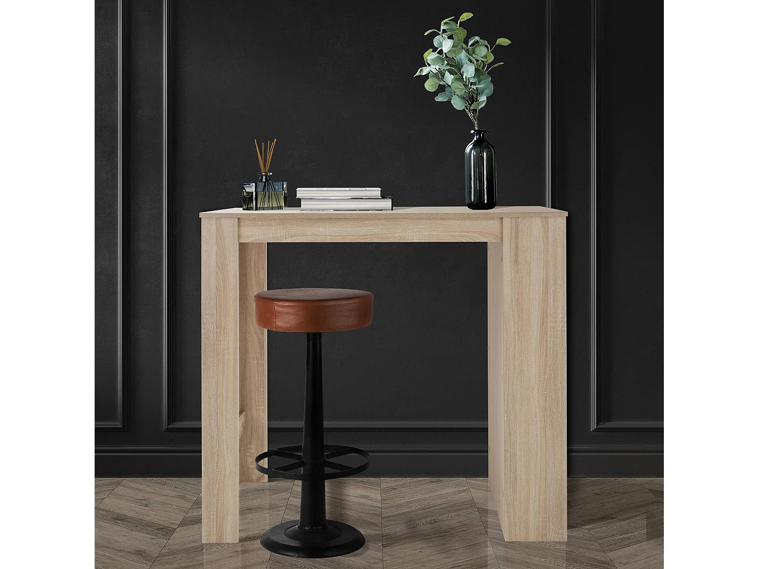 Mesa de bar de roble Sonoma con 3 estantes mesa de bistro de cocina ML-DESIGN