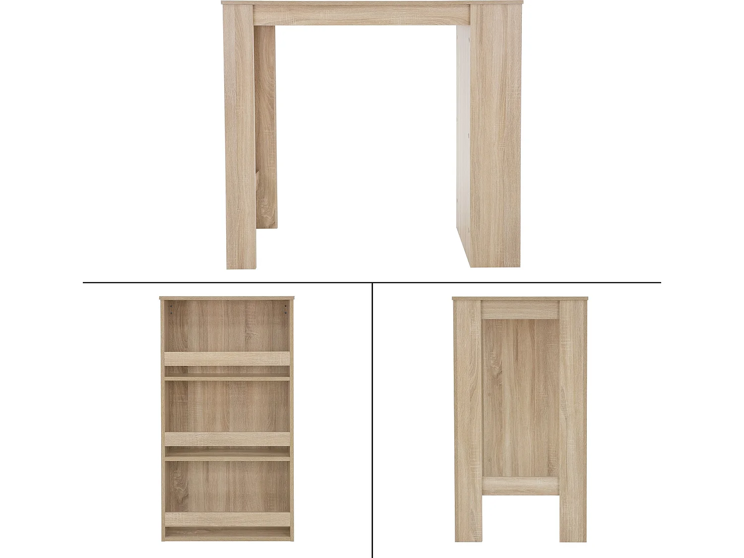 Mesa de bar de roble Sonoma con 3 estantes mesa de bistro de cocina ML-DESIGN