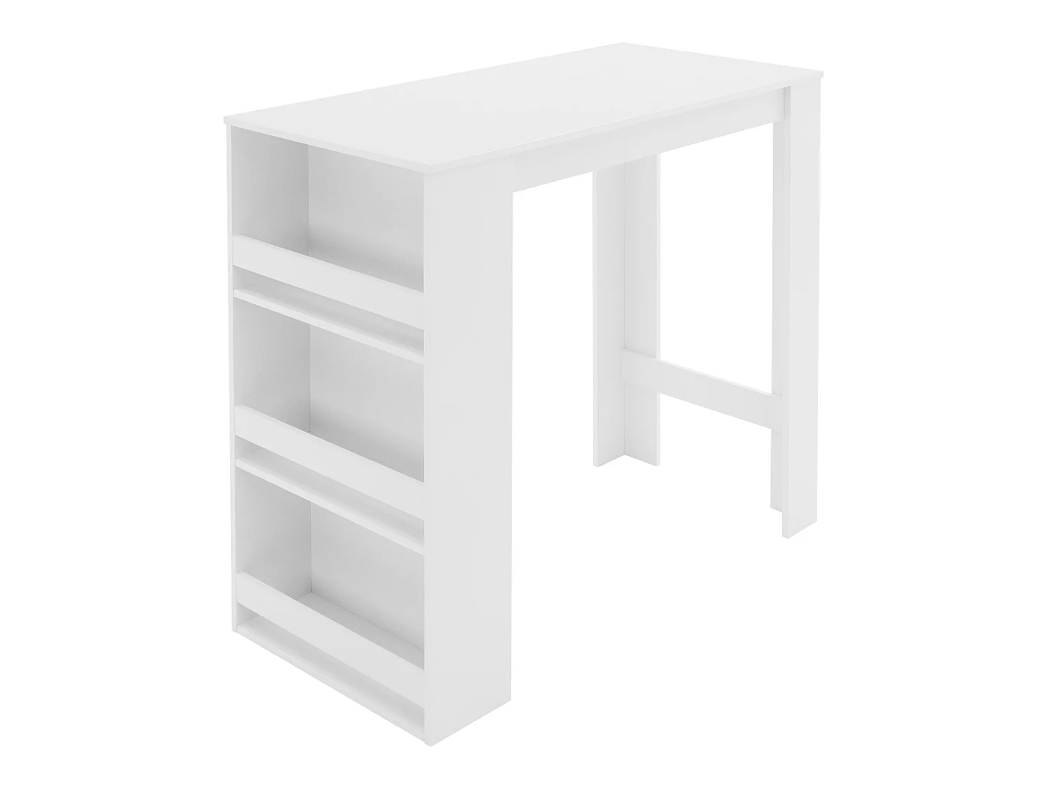 Table de bar blanc avec étagère rangement table de bistrot cuisine ML-DESIGN