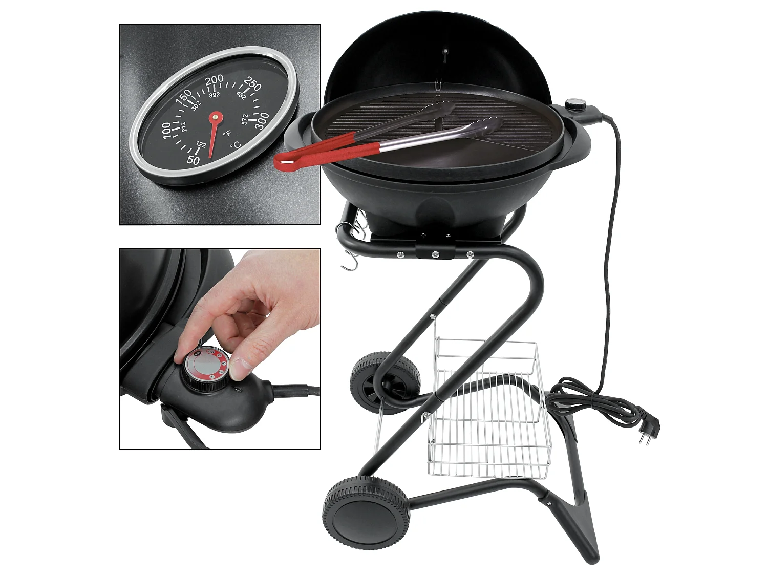 Barbecue électrique sur pied 2en1 BBQ avec couvercle thermostat 2000W ML-DESIGN