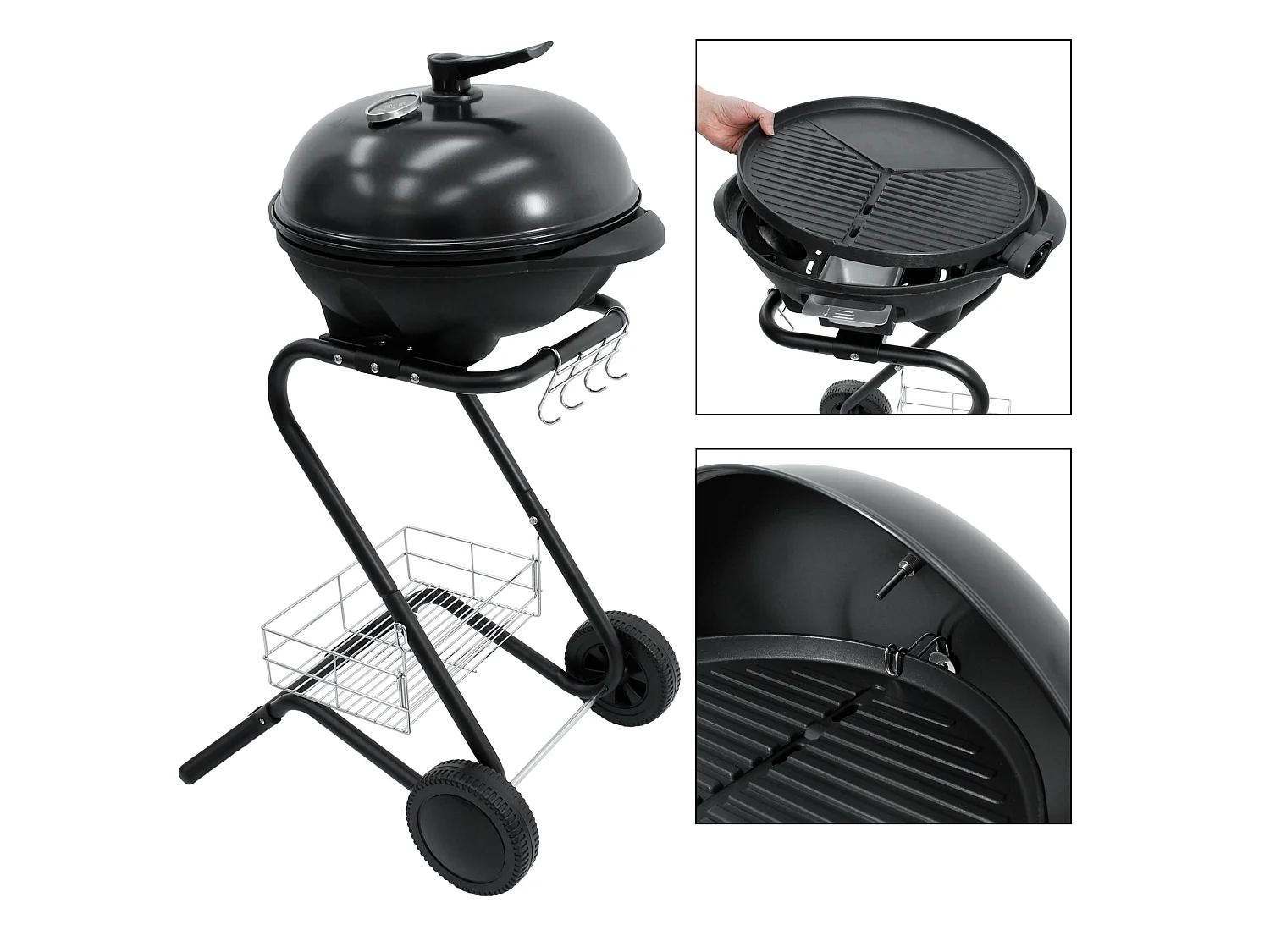Barbecue électrique sur pied 2en1 BBQ avec couvercle thermostat 2000W ML-DESIGN
