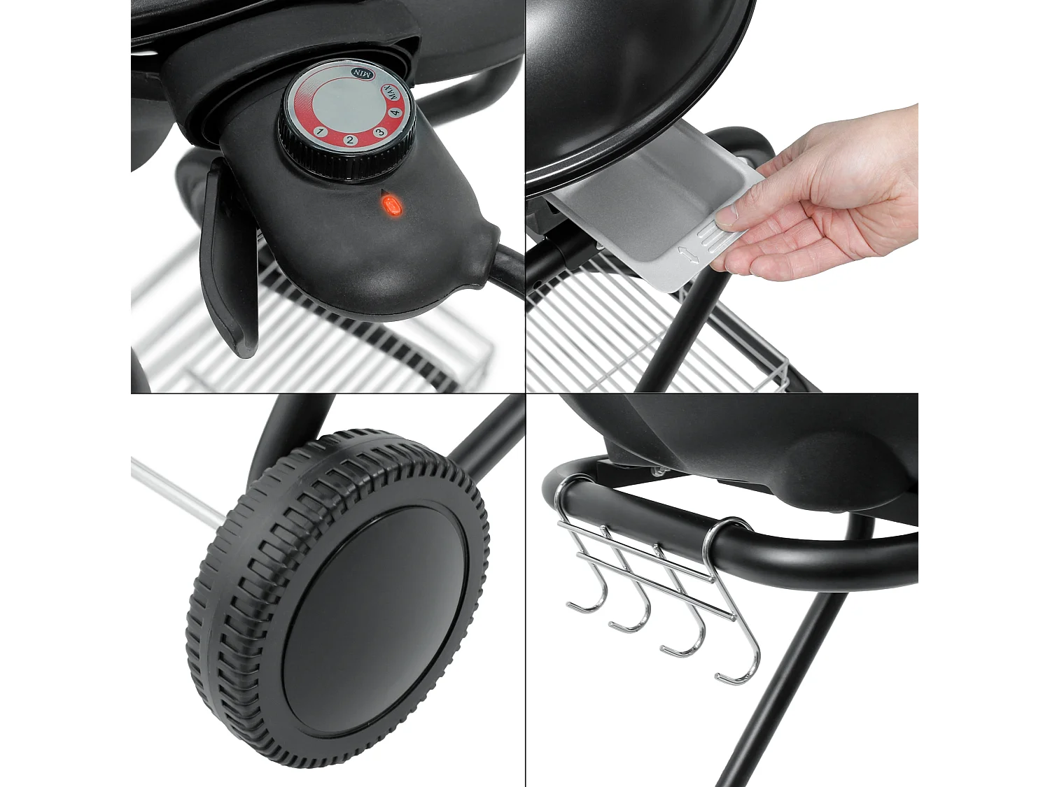 Barbecue électrique sur pied 2en1 BBQ avec couvercle thermostat 2000W ML-DESIGN