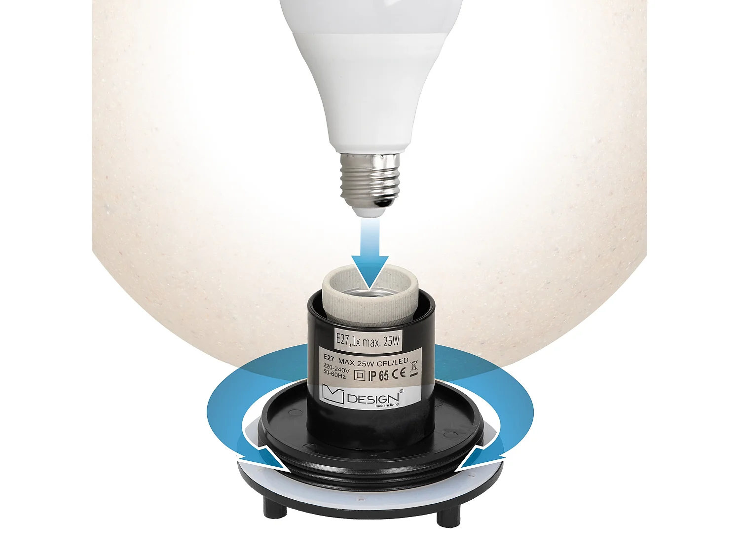 Lampe boule à LED pour jardin avec piquet de terre aspect pierre ML-DESIGN