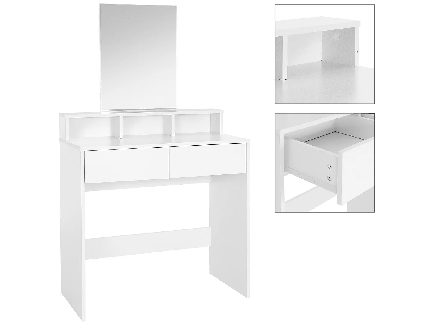 Tavolino da toilette con specchio bianco Tavolino da trucco in MDF ML-DESIGN
