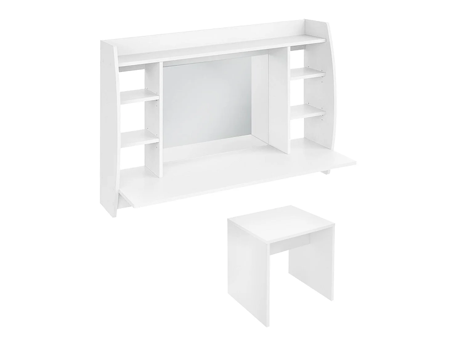 Table de maquillage suspendue MDF blanc avec miroir 110x75x48,5 cm ML-DESIGN