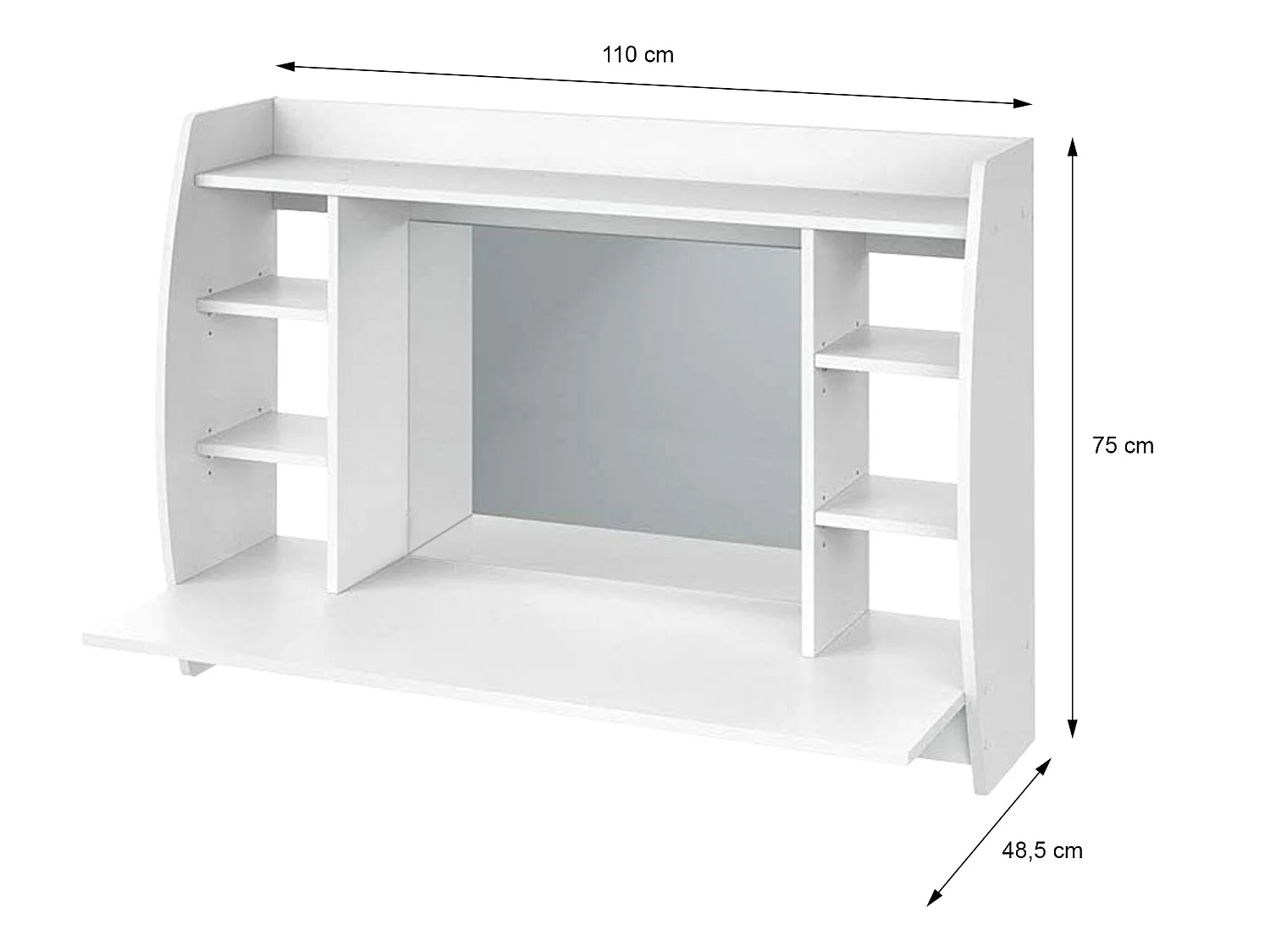 Table de maquillage suspendue MDF blanc avec miroir 110x75x48,5 cm ML-DESIGN
