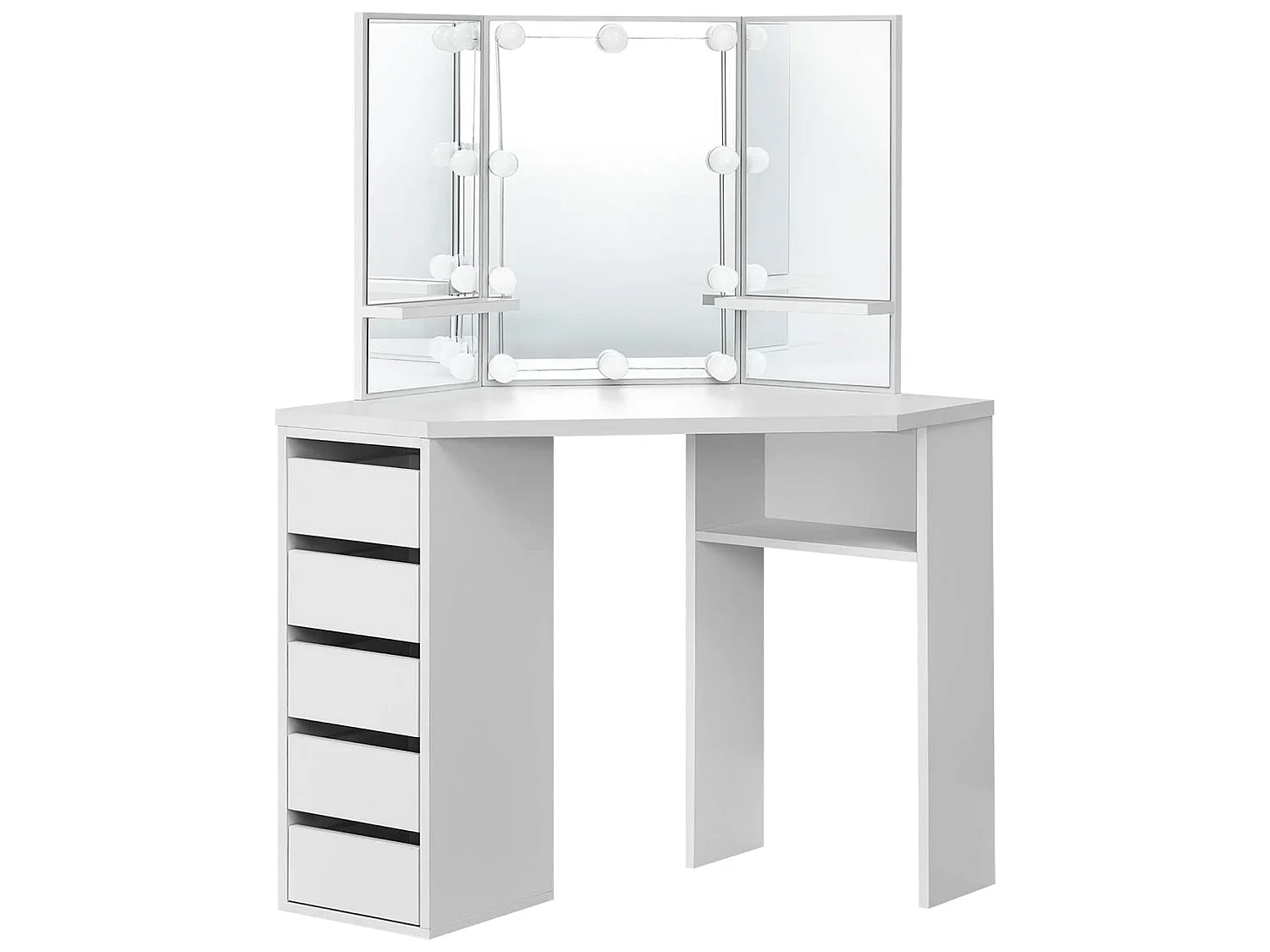 Table de coiffeuse maquillage blanc avec miroir éclairage LED ML-DESIGN