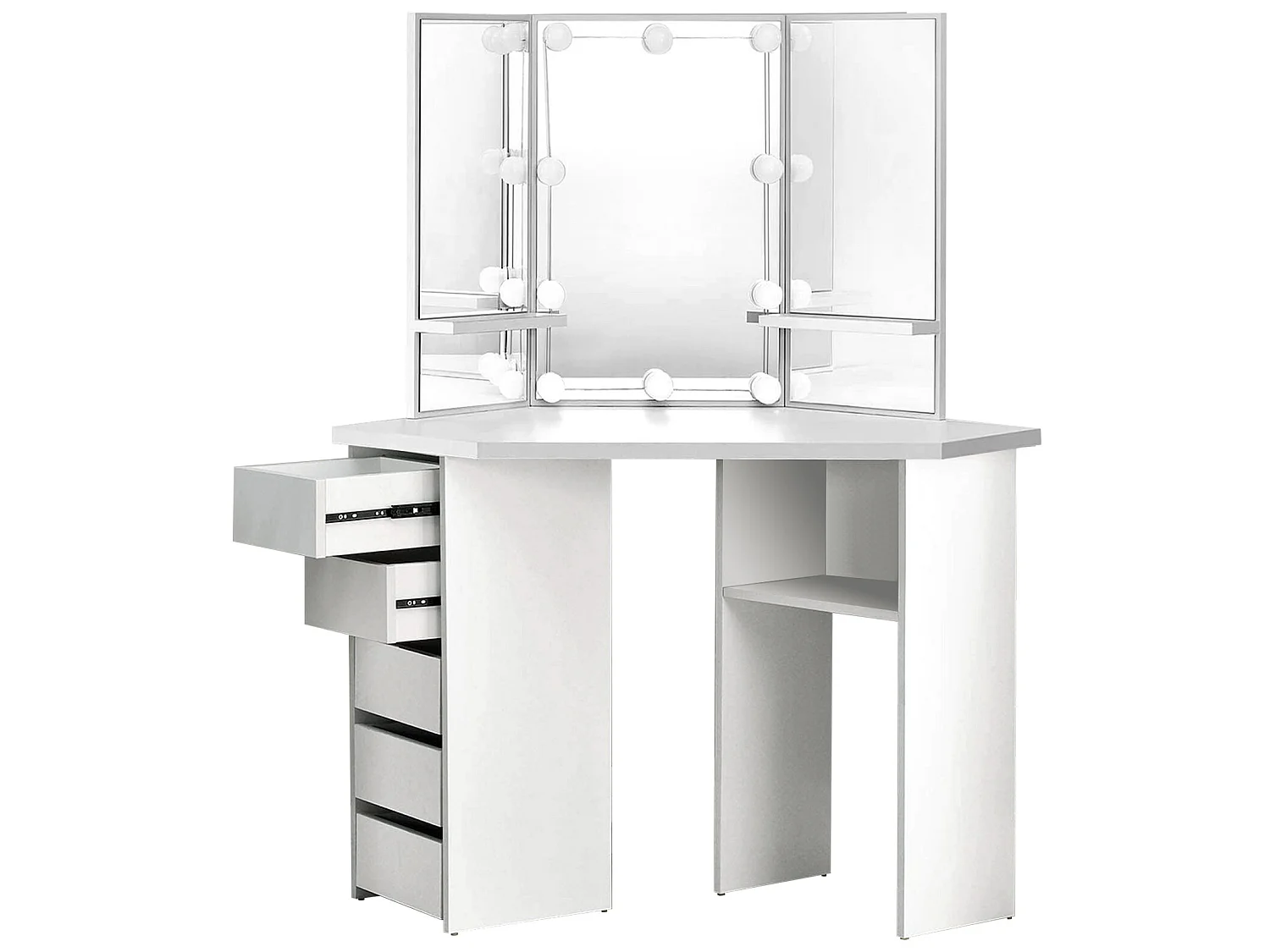 Table de coiffeuse maquillage blanc avec miroir éclairage LED ML-DESIGN