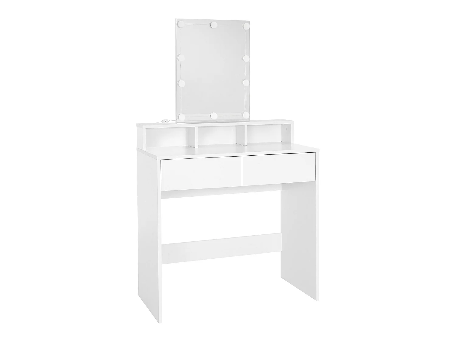 Coiffeuse avec miroir LED + tiroirs et tabouret de maquillage blanc ML-DESIGN