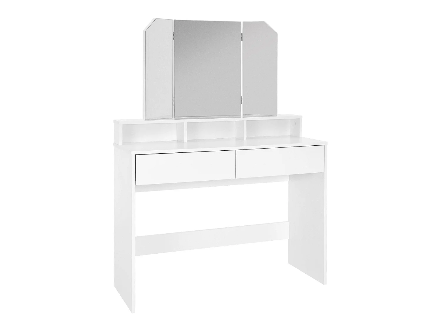 Coiffeuse avec miroir pliable moderne table de maquillage en MDF avec 2 tiroirs