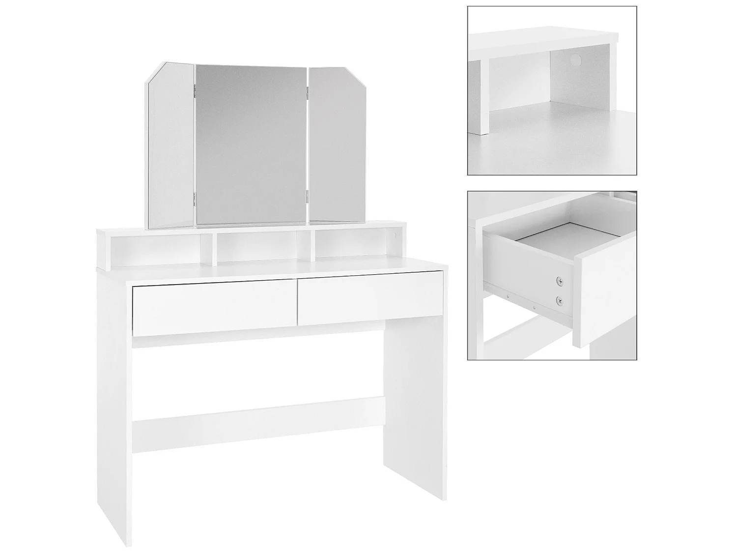 Tocador con espejo moderno plegable MDF tocador de maquillaje ML-DESIGN