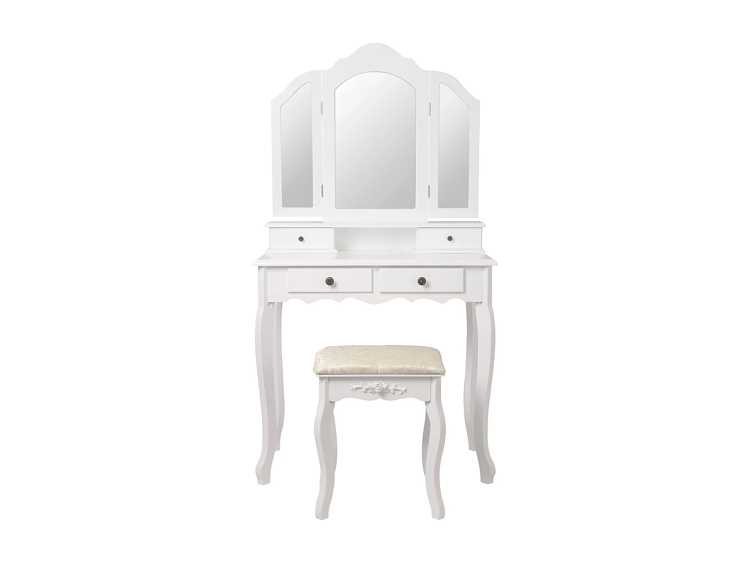 Tocador blanco tocador moderno espejo y taburete vintage ML-DESIGN