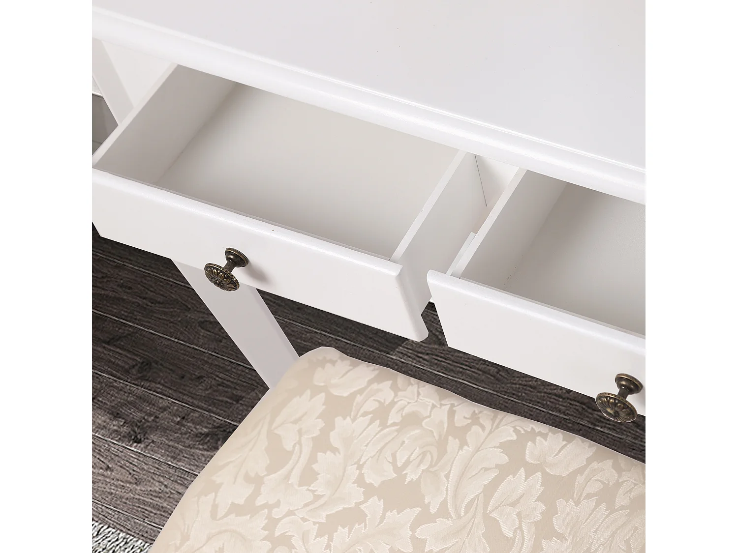 Tocador blanco tocador moderno espejo y taburete vintage ML-DESIGN