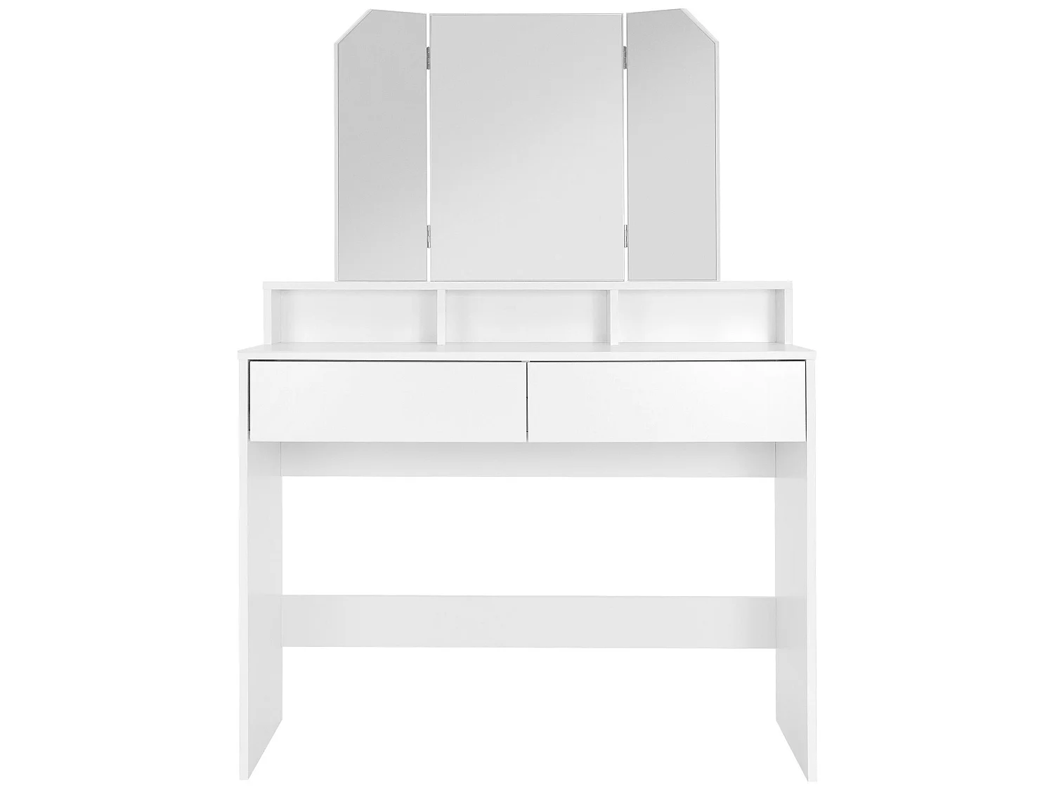 Comodino con specchio + 2 cassetti e sgabello da trucco bianco ML-DESIGN