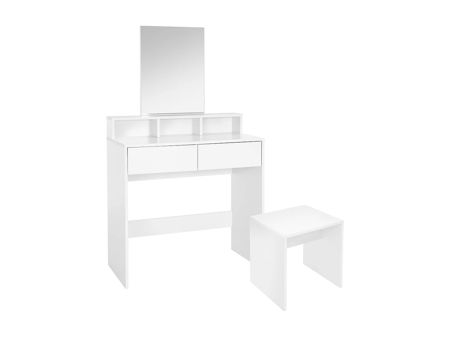 Comodino con specchio cassetti e sgabello per il trucco bianco MDF ML-DESIGN