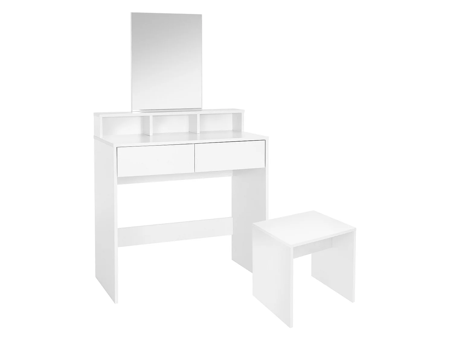 Tocador con cajones espejo y taburete maquillaje MDF blanco ML-DESIGN