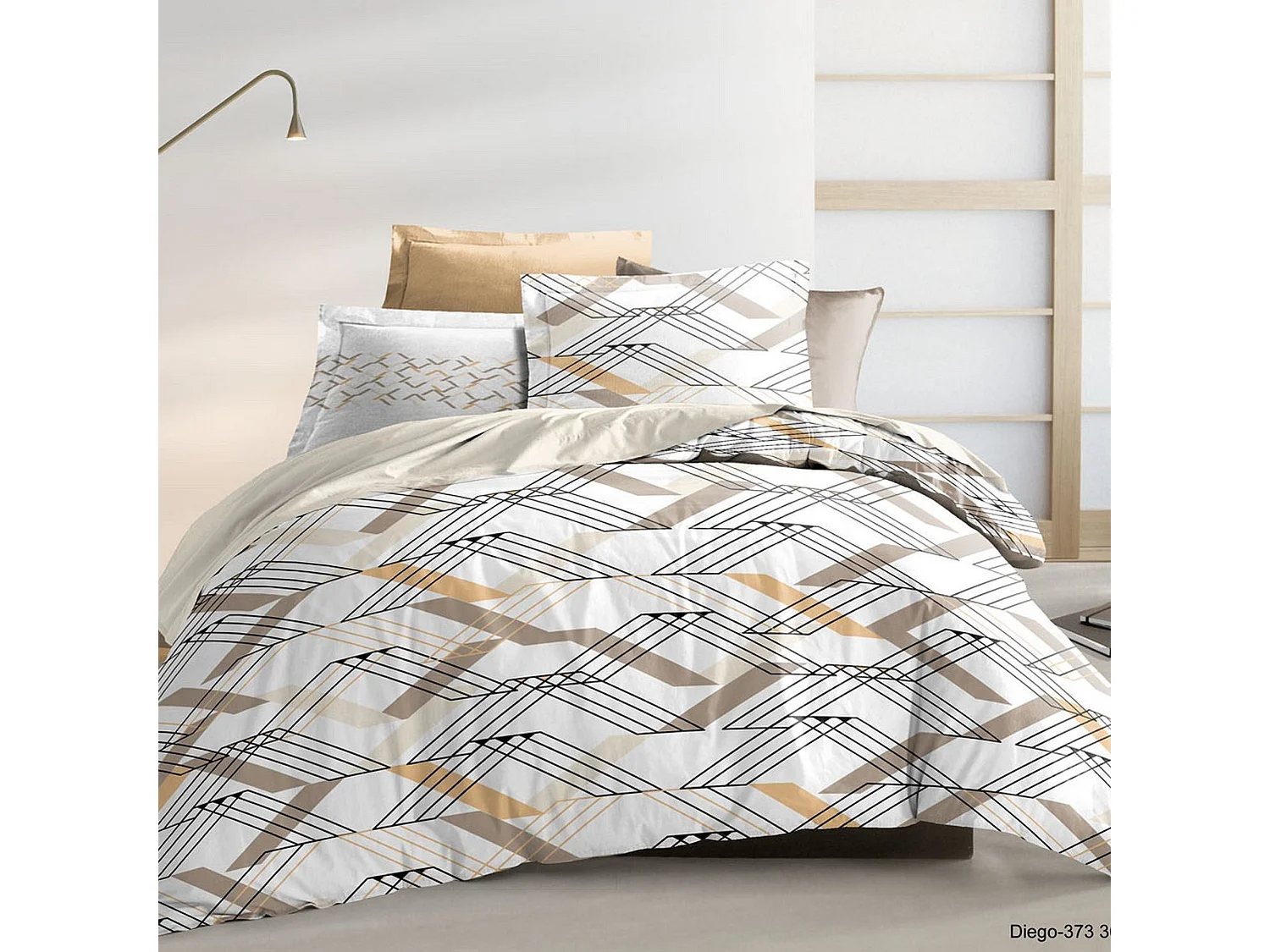 Housse de couette 220x240 + 2 taies d'oreiller 63x63 cm Coton Diego