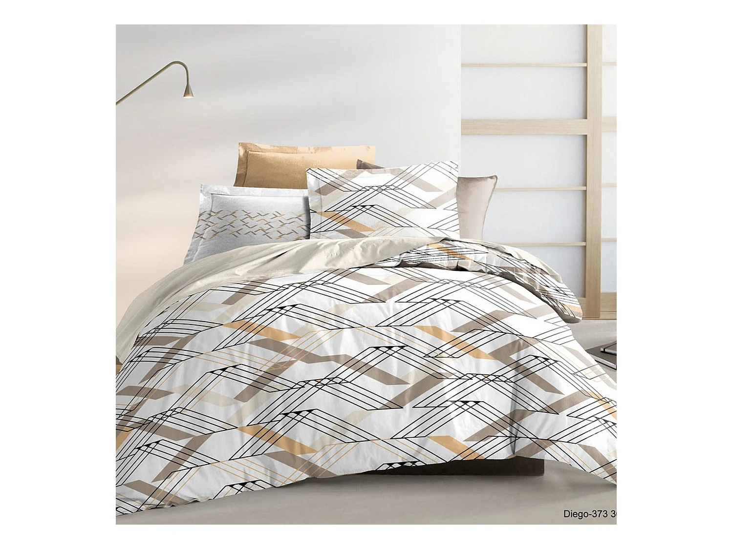 Housse de couette 220x240 + 2 taies d'oreiller 63x63 cm Coton Diego